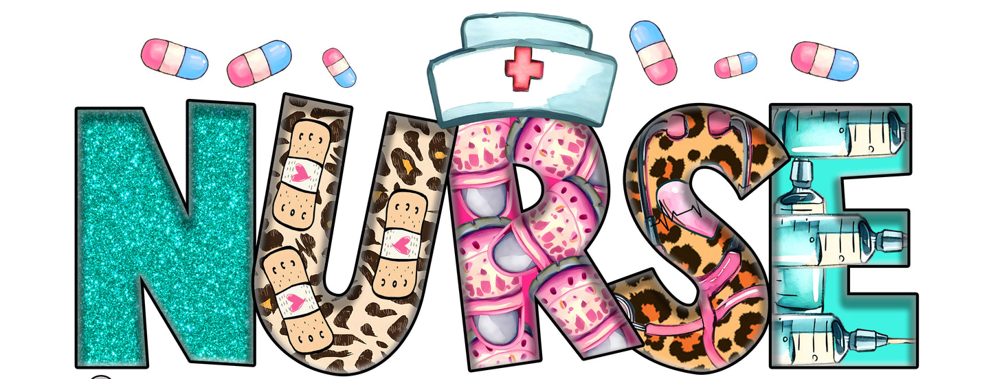 Handmade Nurse on pink glitter pen with free refill 2