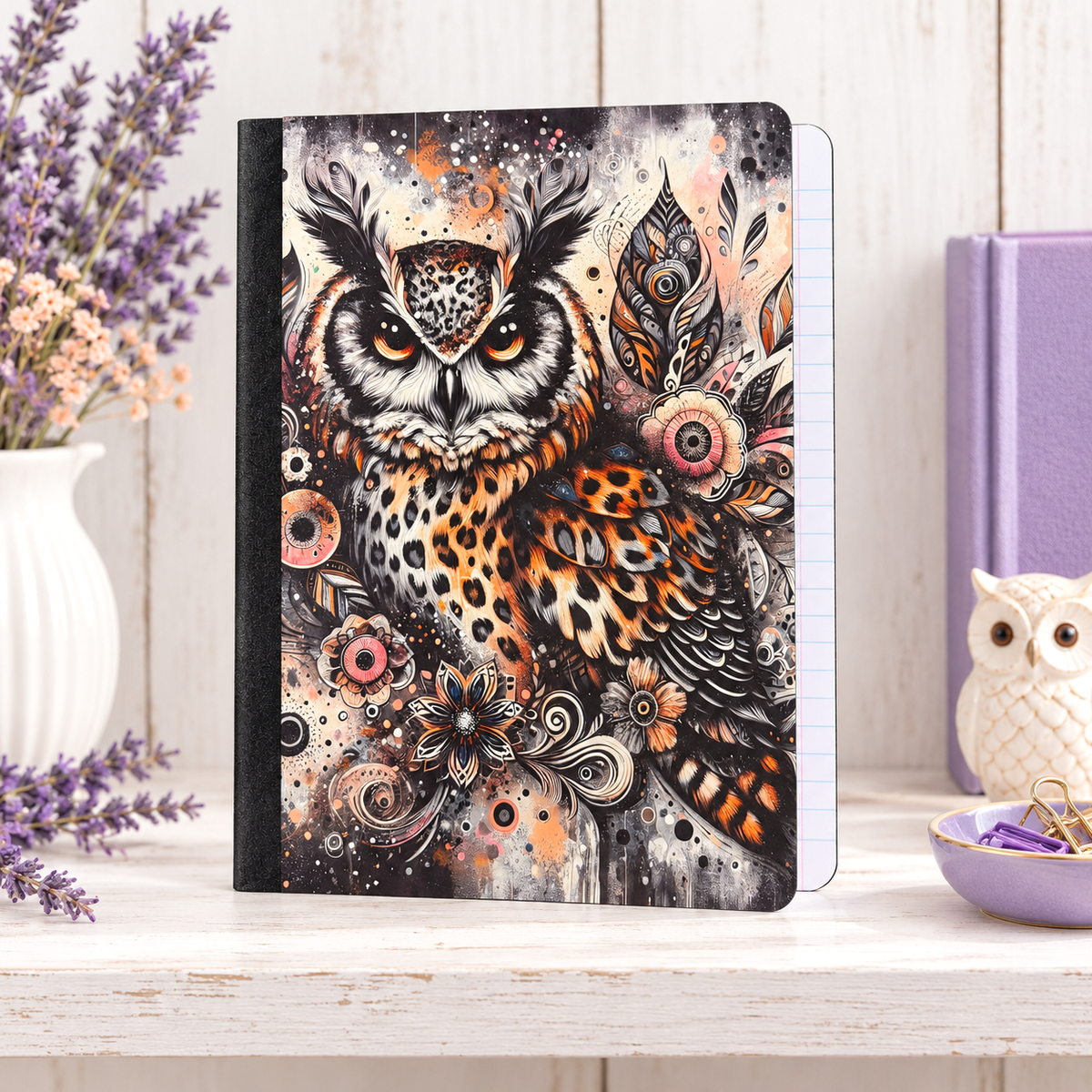 Decorative Vinyl Covered Composition Notebook Owl