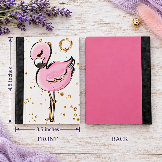 Decorative Vinyl Covered MINIATURE Composition Notebook Flamingo