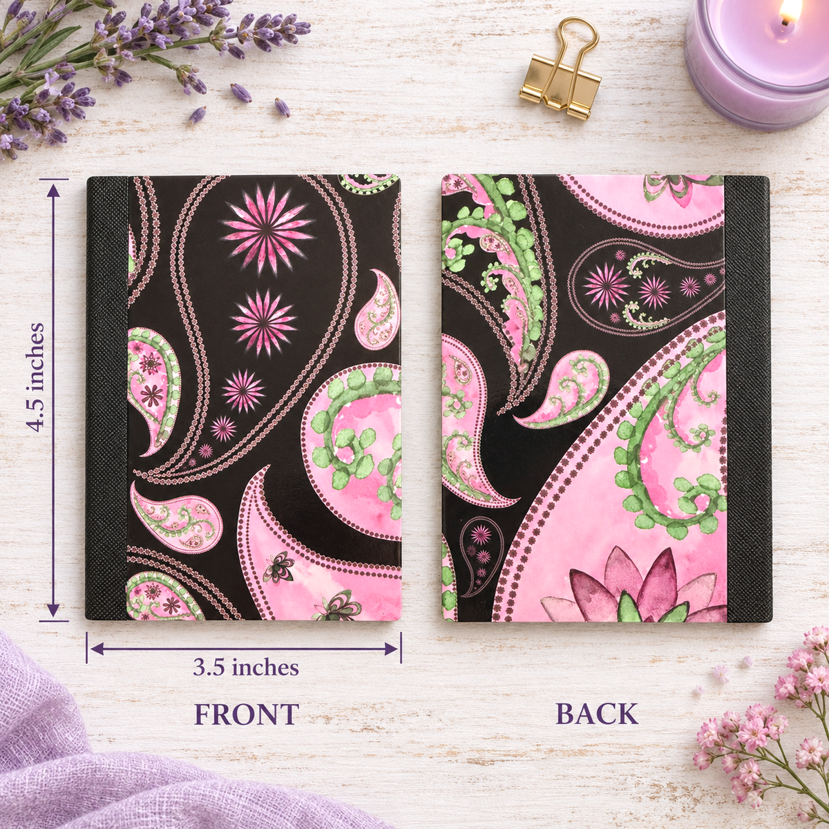 Decorative Vinyl Covered MINIATURE Composition Notebook Paisley