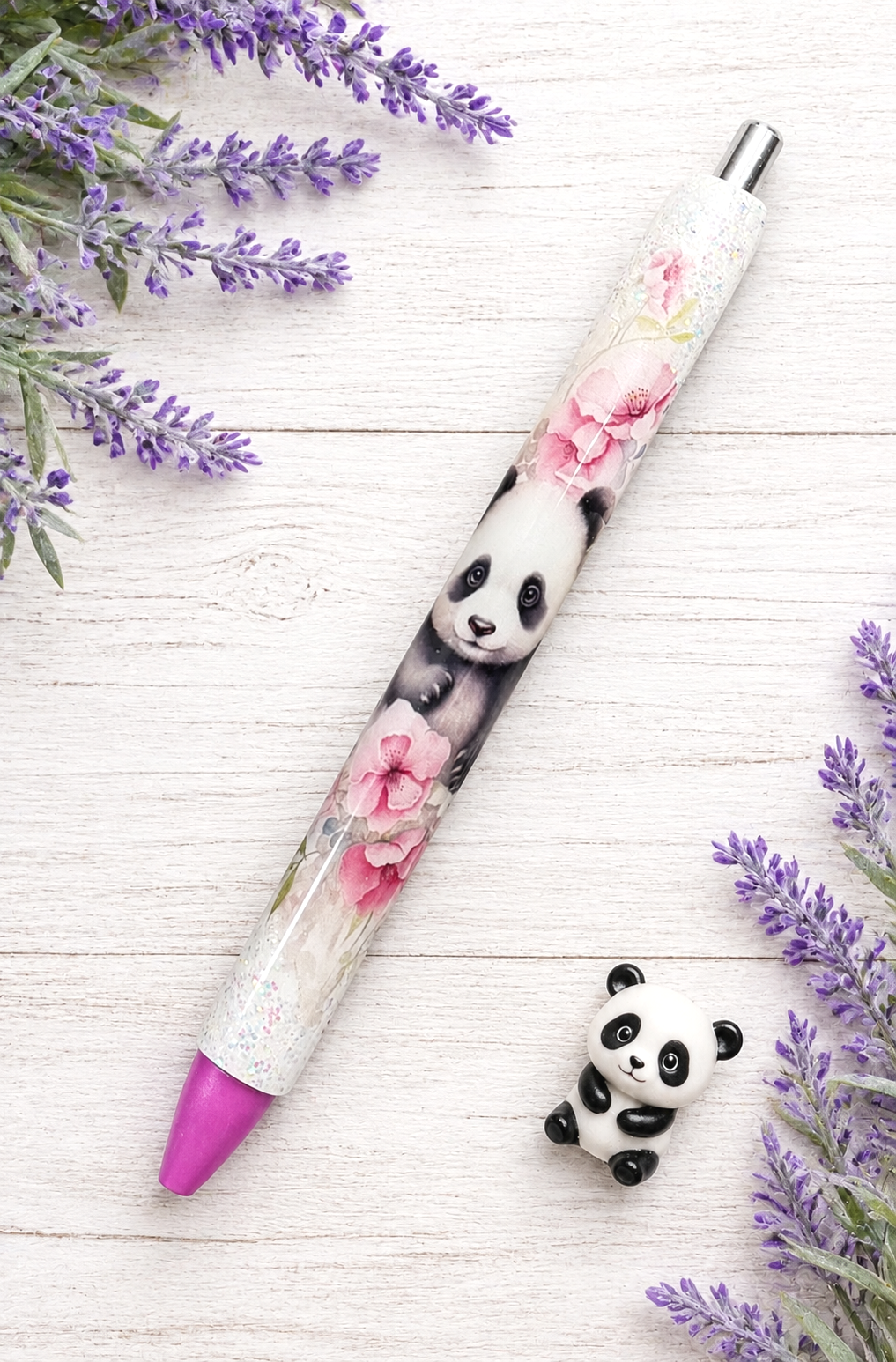Handmade Panda glitter pen with free refill
