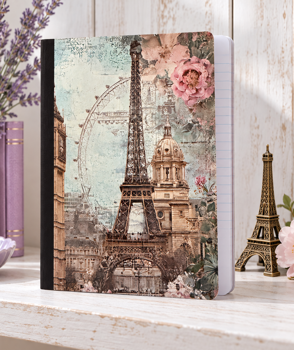Decorative Vinyl Covered Composition Notebook Paris