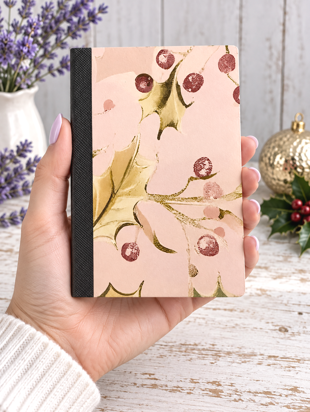 Decorative Vinyl Covered MINIATURE Composition Notebook Pastel Holly