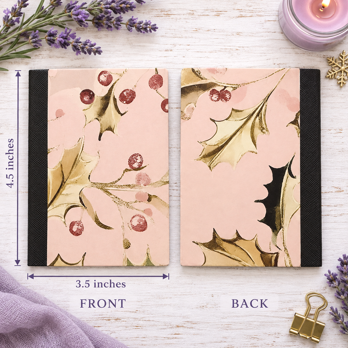 Decorative Vinyl Covered MINIATURE Composition Notebook Pastel Holly