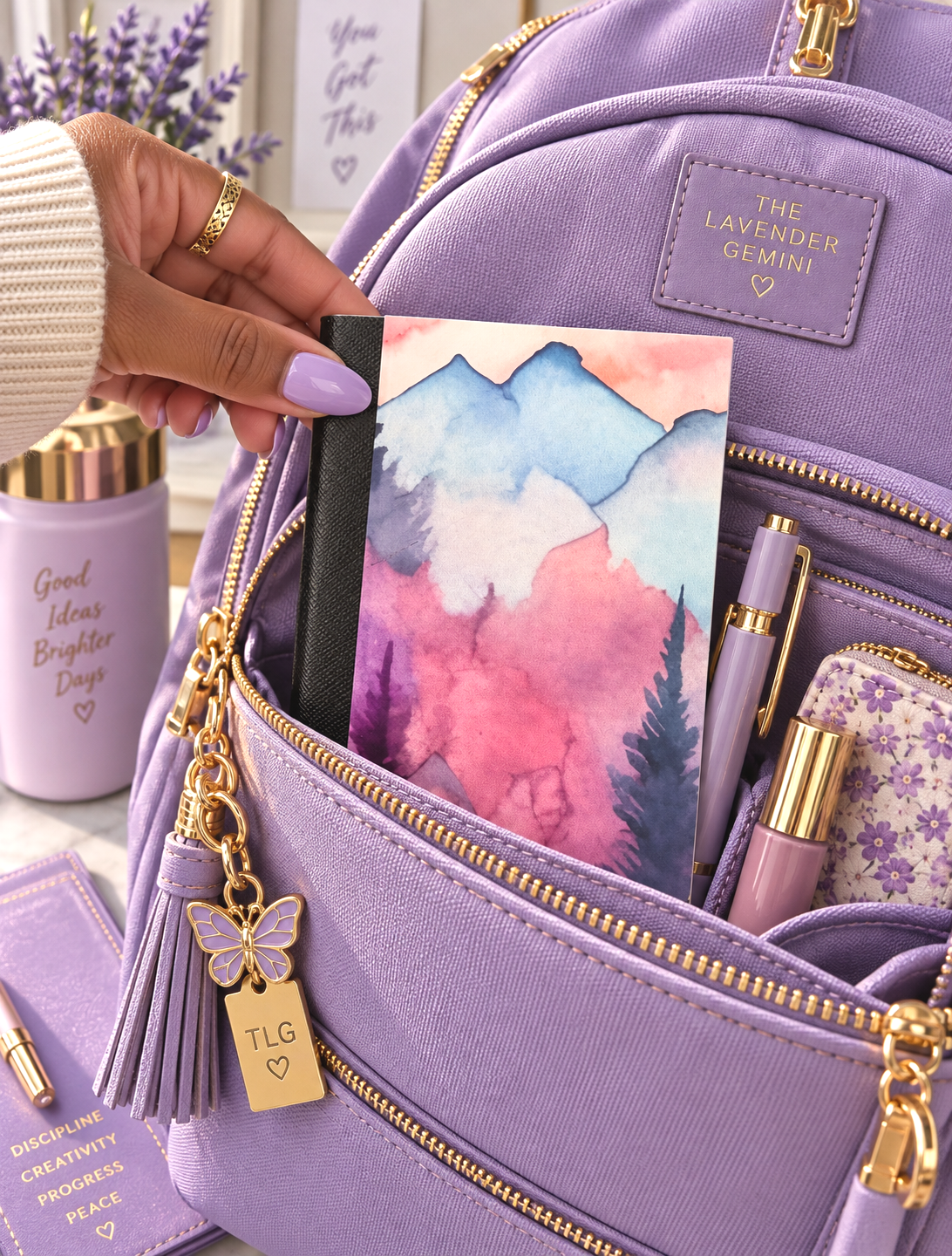 Decorative Vinyl Covered MINIATURE Composition Notebook Pastel Mountains