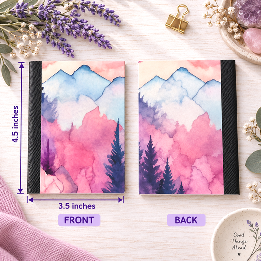 Decorative Vinyl Covered MINIATURE Composition Notebook Pastel Mountains