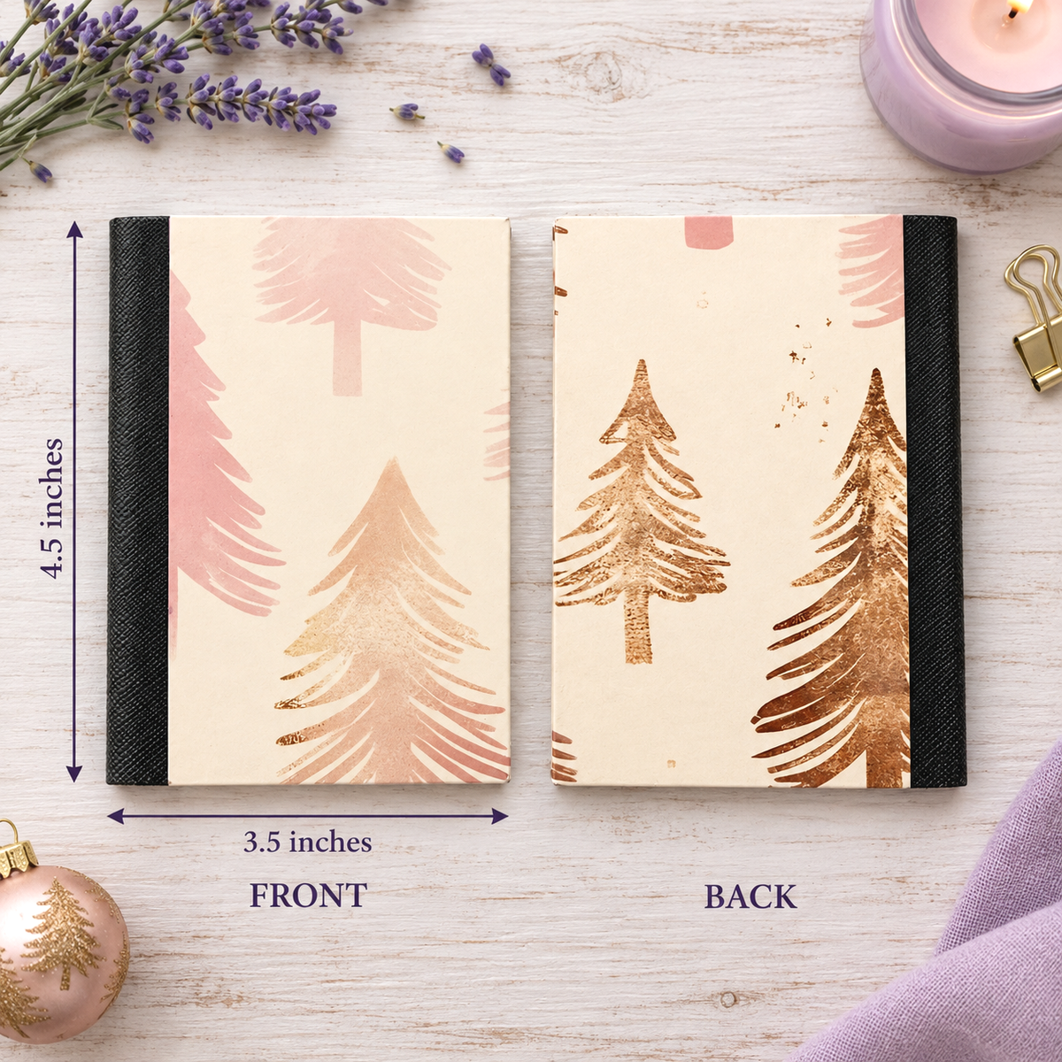 Decorative Vinyl Covered MINIATURE Composition Notebook Pastel Trees