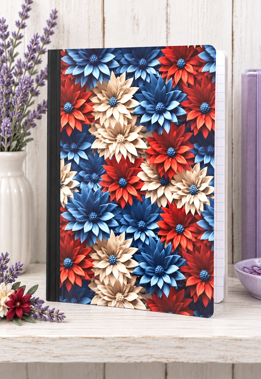 Decorative Vinyl Covered Composition Notebook Patriotic Flowers