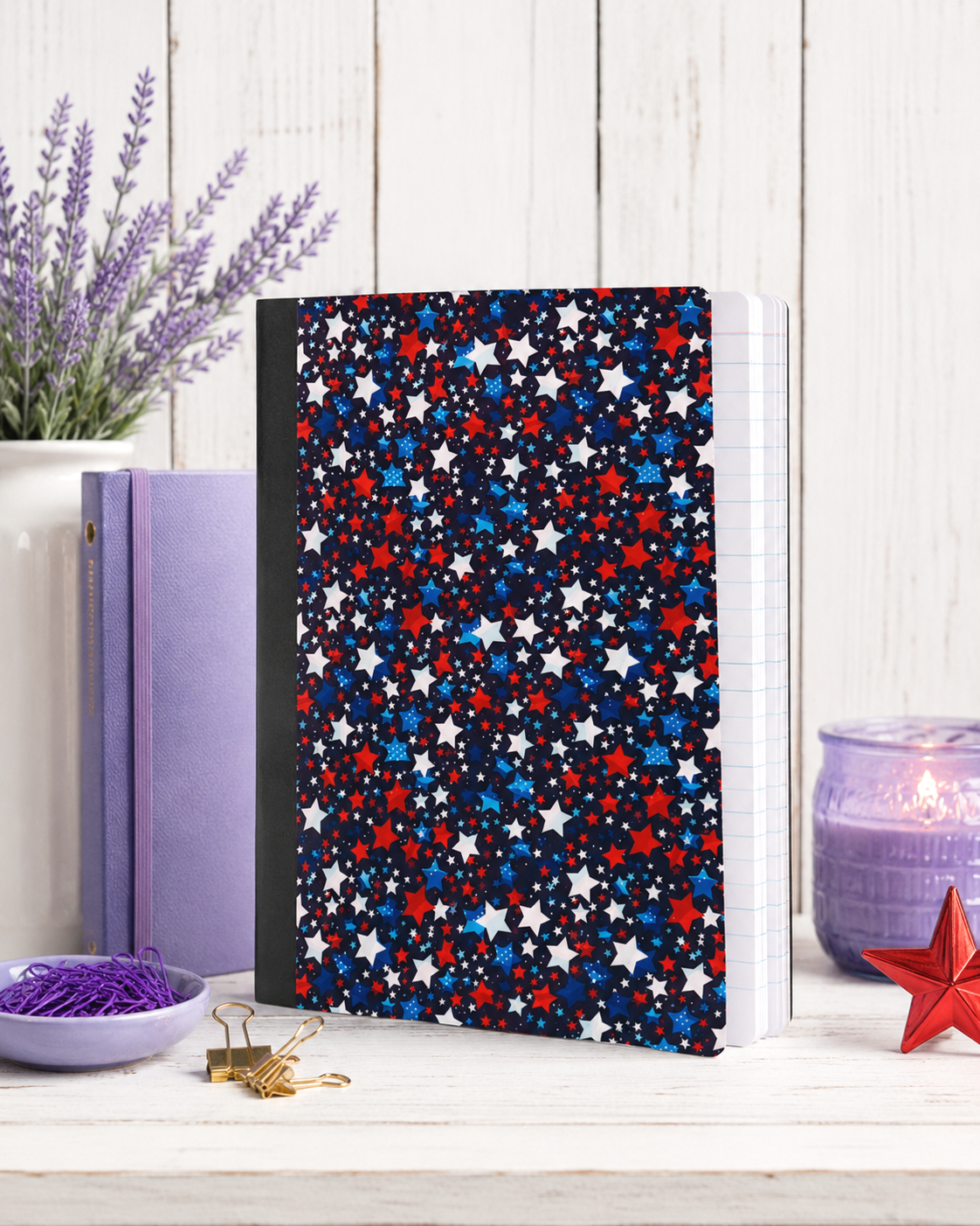 Decorative Vinyl Covered Composition Notebook Patriotic Stars