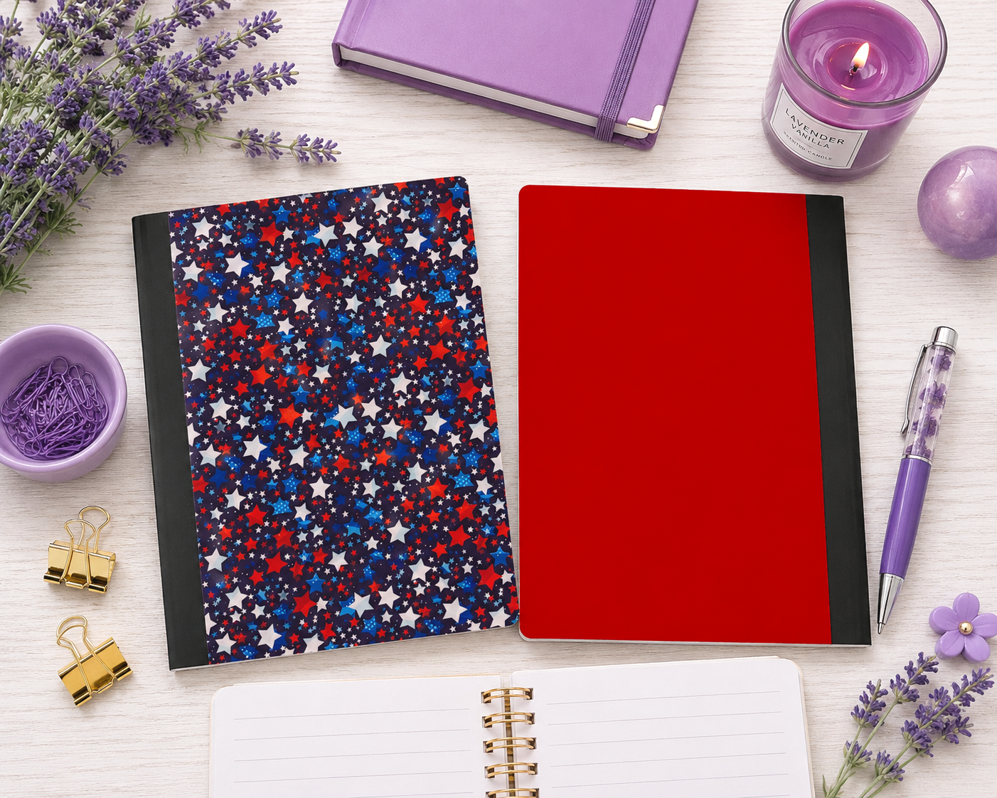 Decorative Vinyl Covered Composition Notebook Patriotic Stars