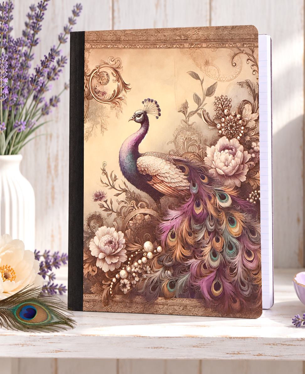 Decorative Vinyl Covered Composition Notebook Peacock