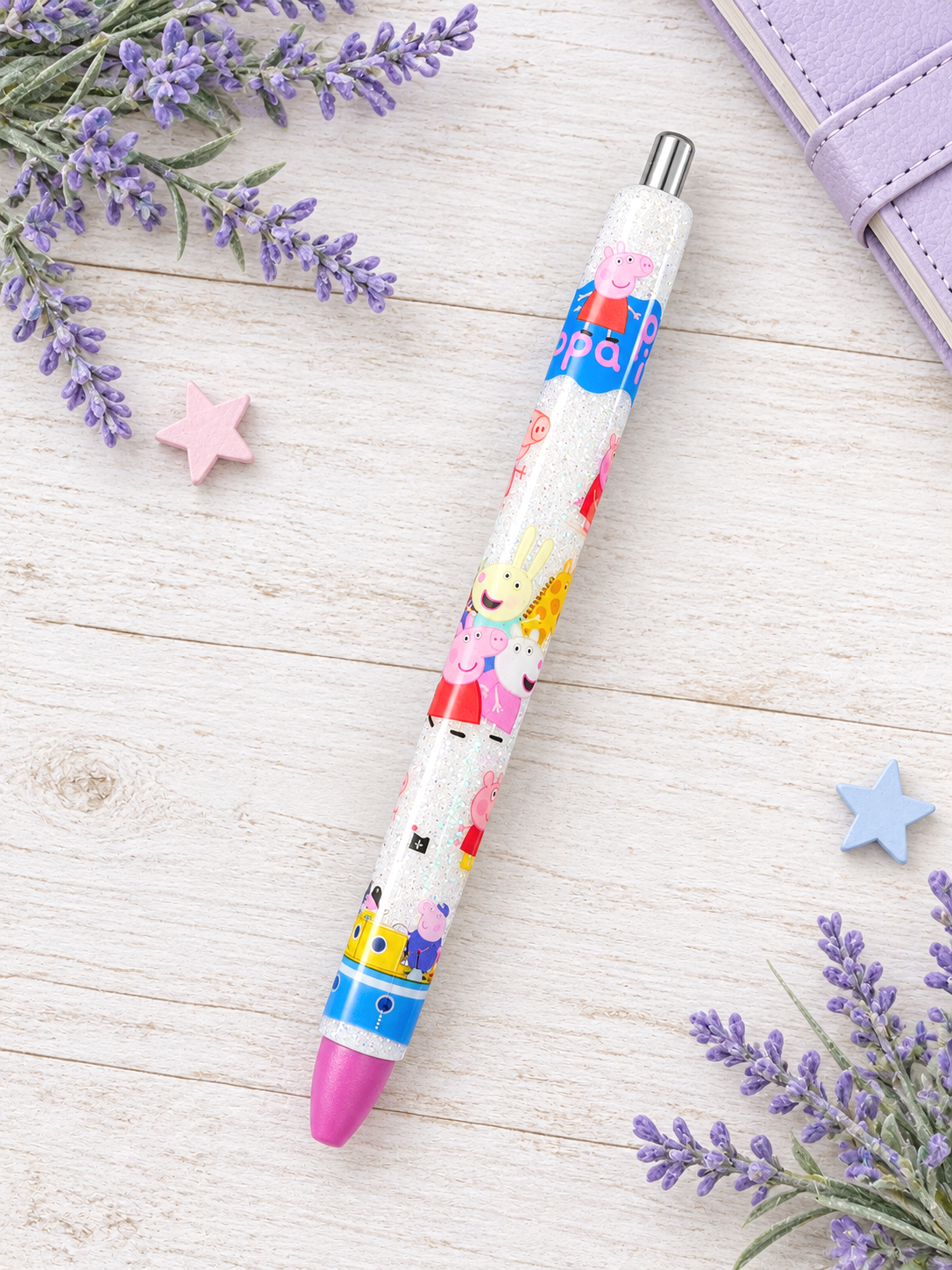 Handmade Peppa Pig  glitter pen with free refill