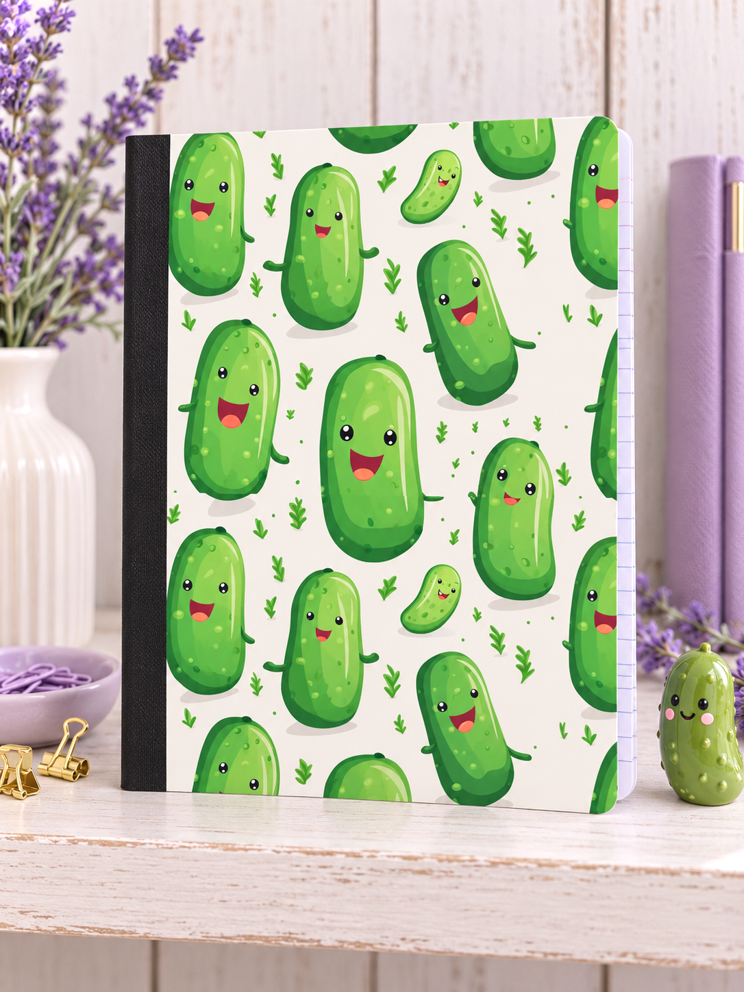 Decorative Vinyl Covered Composition Notebook Pickles