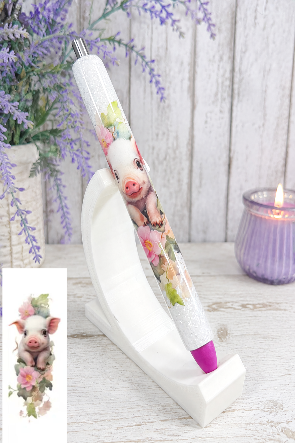 Handmade Cute Pig glitter pen with free refill