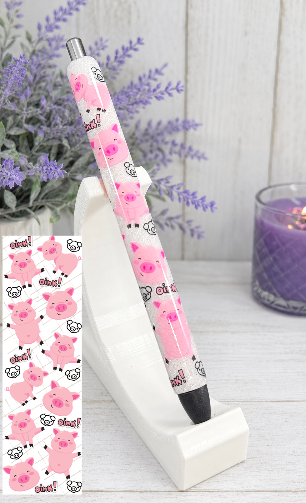 Handmade Cute Pigs glitter pen with free refill