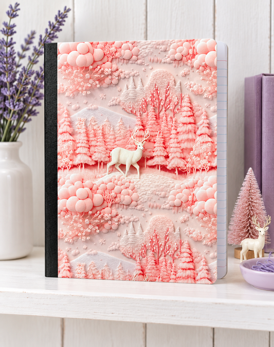 Decorative Vinyl Covered Composition Notebook Pink Winter Forest