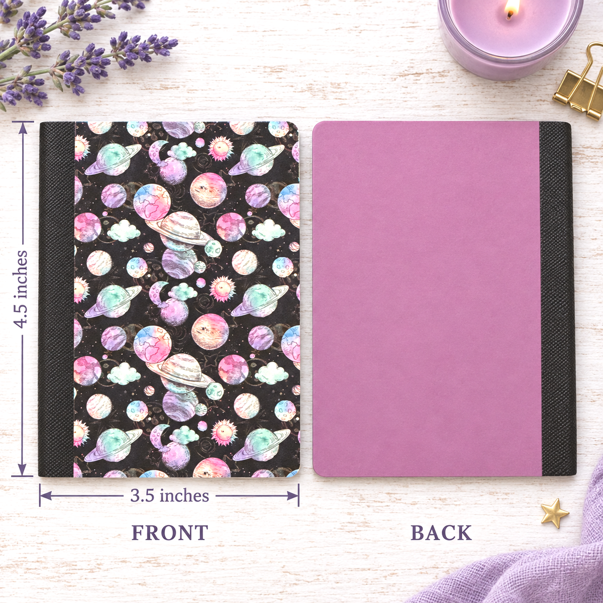 Decorative Vinyl Covered MINIATURE Composition Notebook Planets