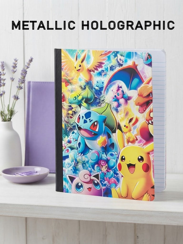 Decorative Vinyl Covered Composition Notebook Metallic Holographic Pokemon