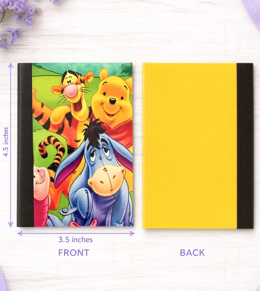 Decorative Vinyl Covered MINIATURE Composition Notebook Pooh and Friends