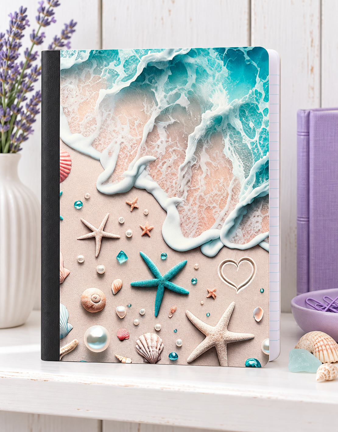 Decorative Vinyl Covered Composition Notebook Beach