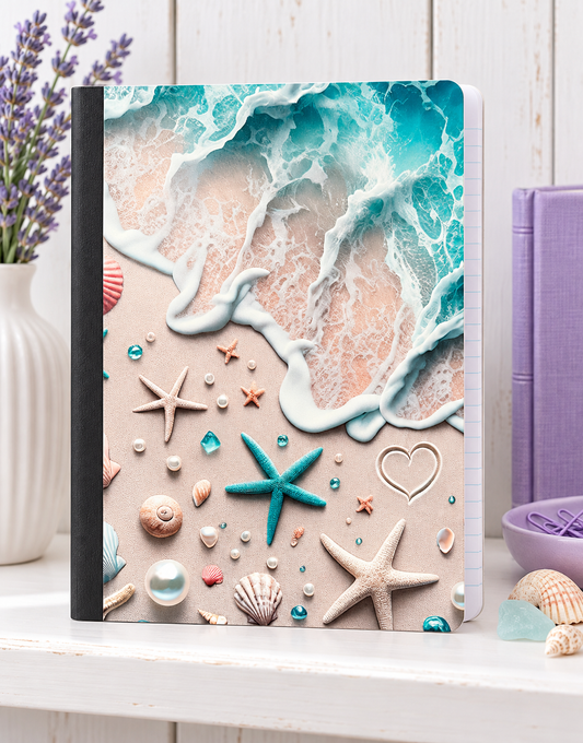 Decorative Vinyl Covered Composition Notebook Beach