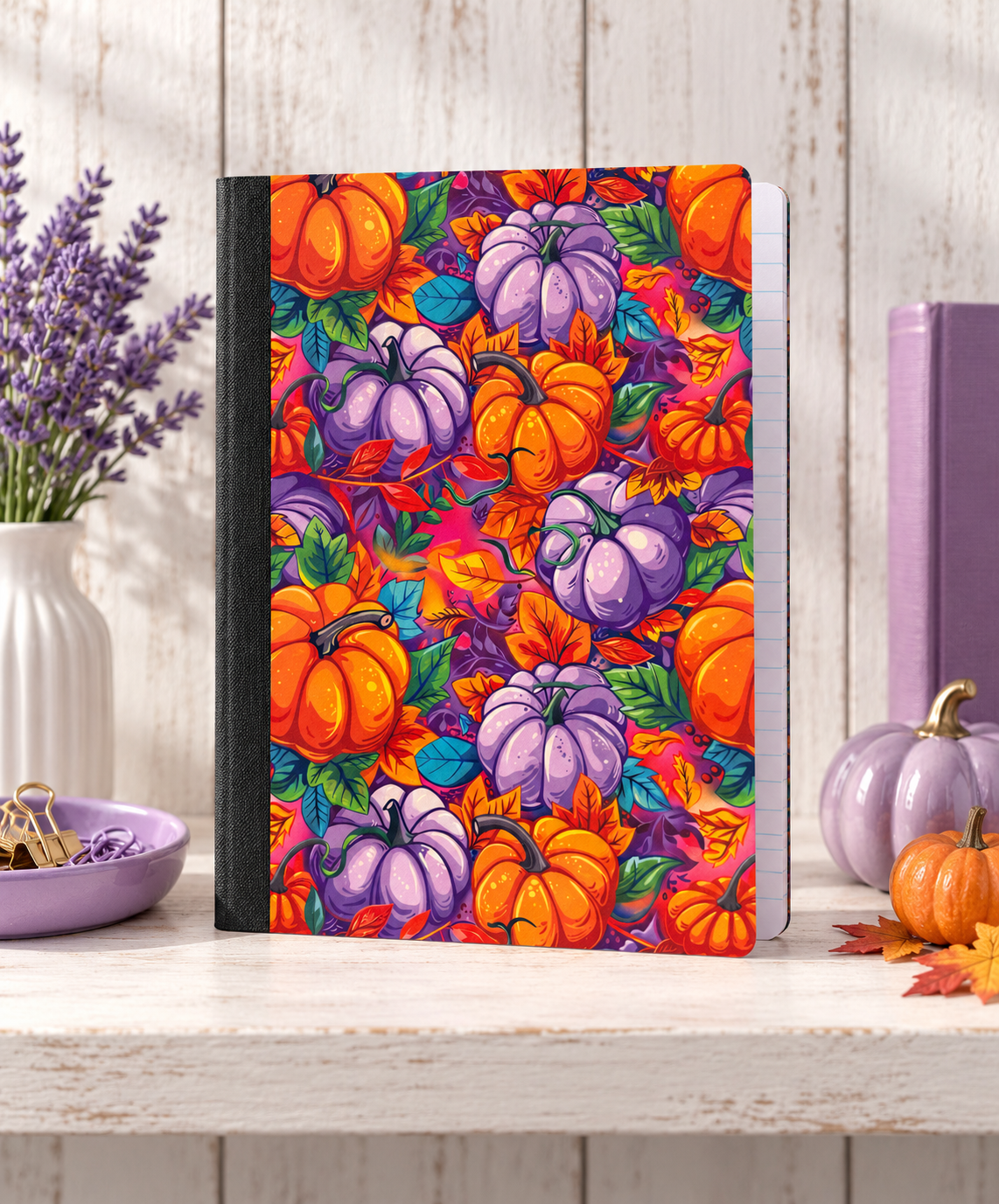 Decorative Vinyl Covered Composition Notebook Pretty Pumpkins