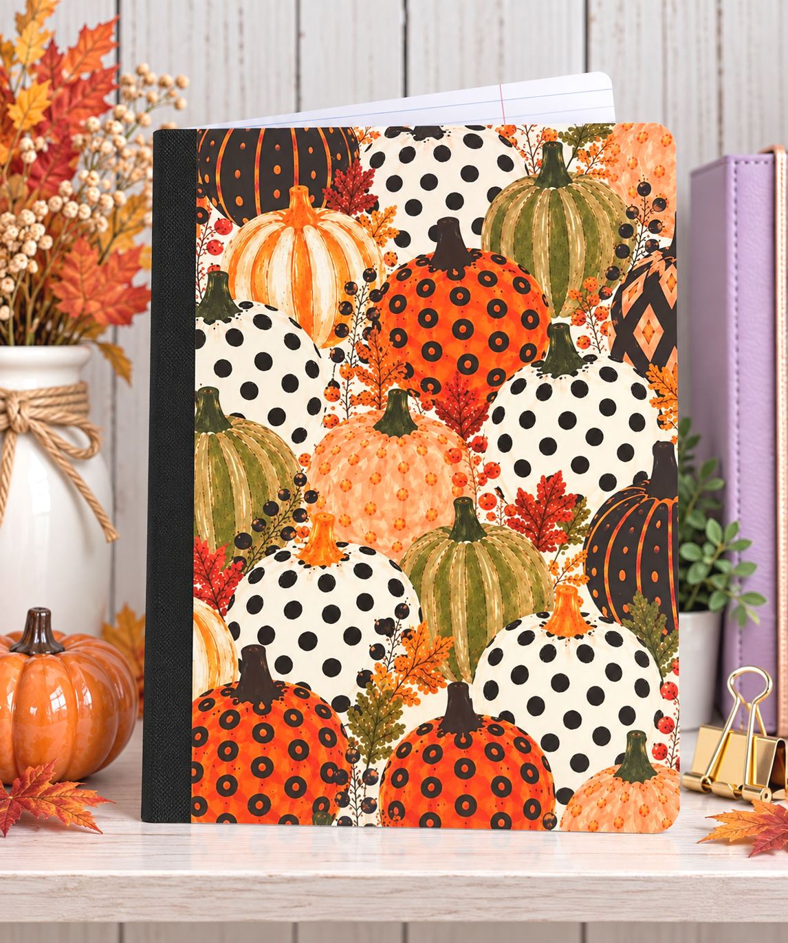 Decorative Vinyl Covered Composition Notebook Pumpkins
