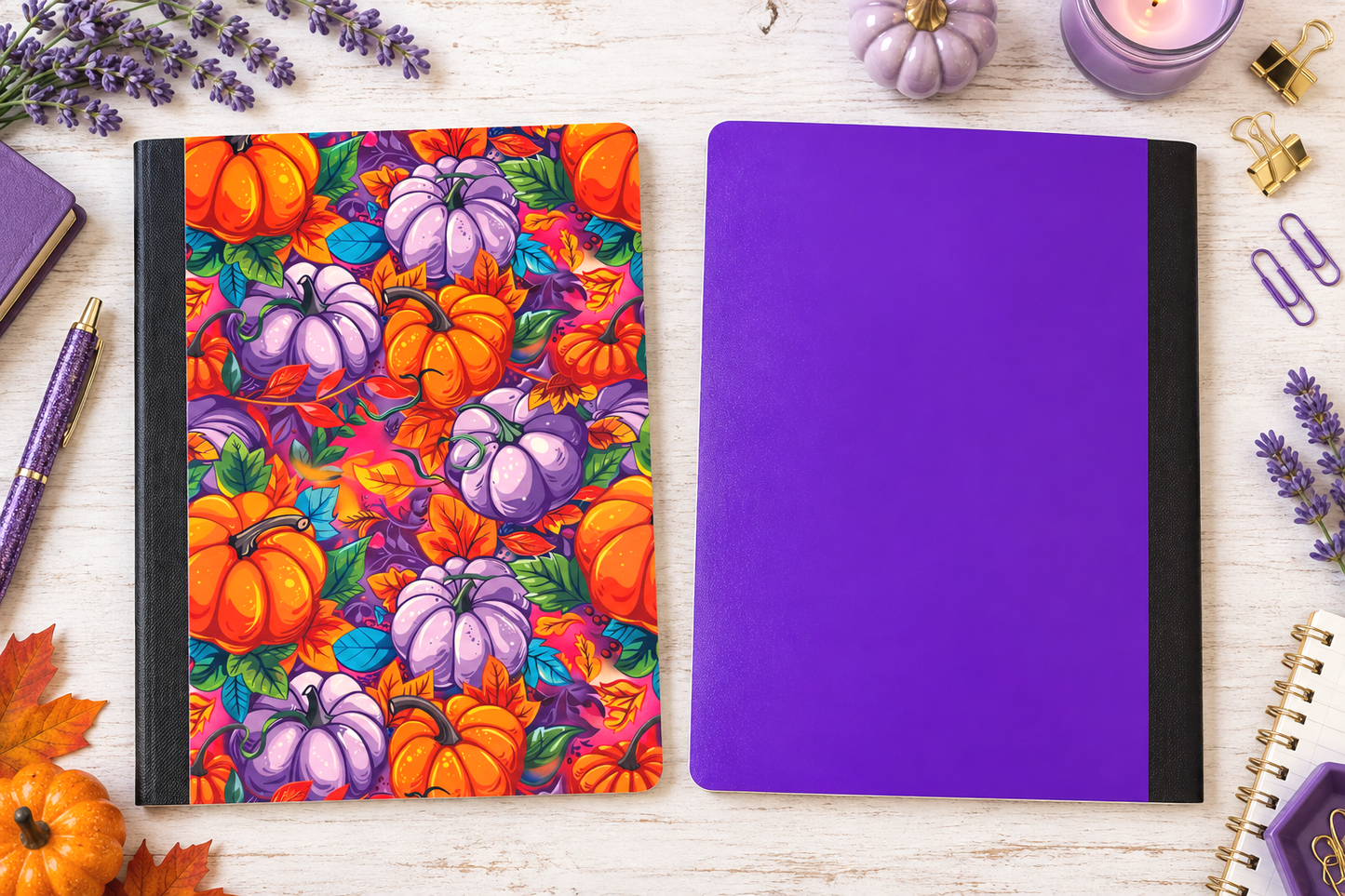 Decorative Vinyl Covered Composition Notebook Pretty Pumpkins