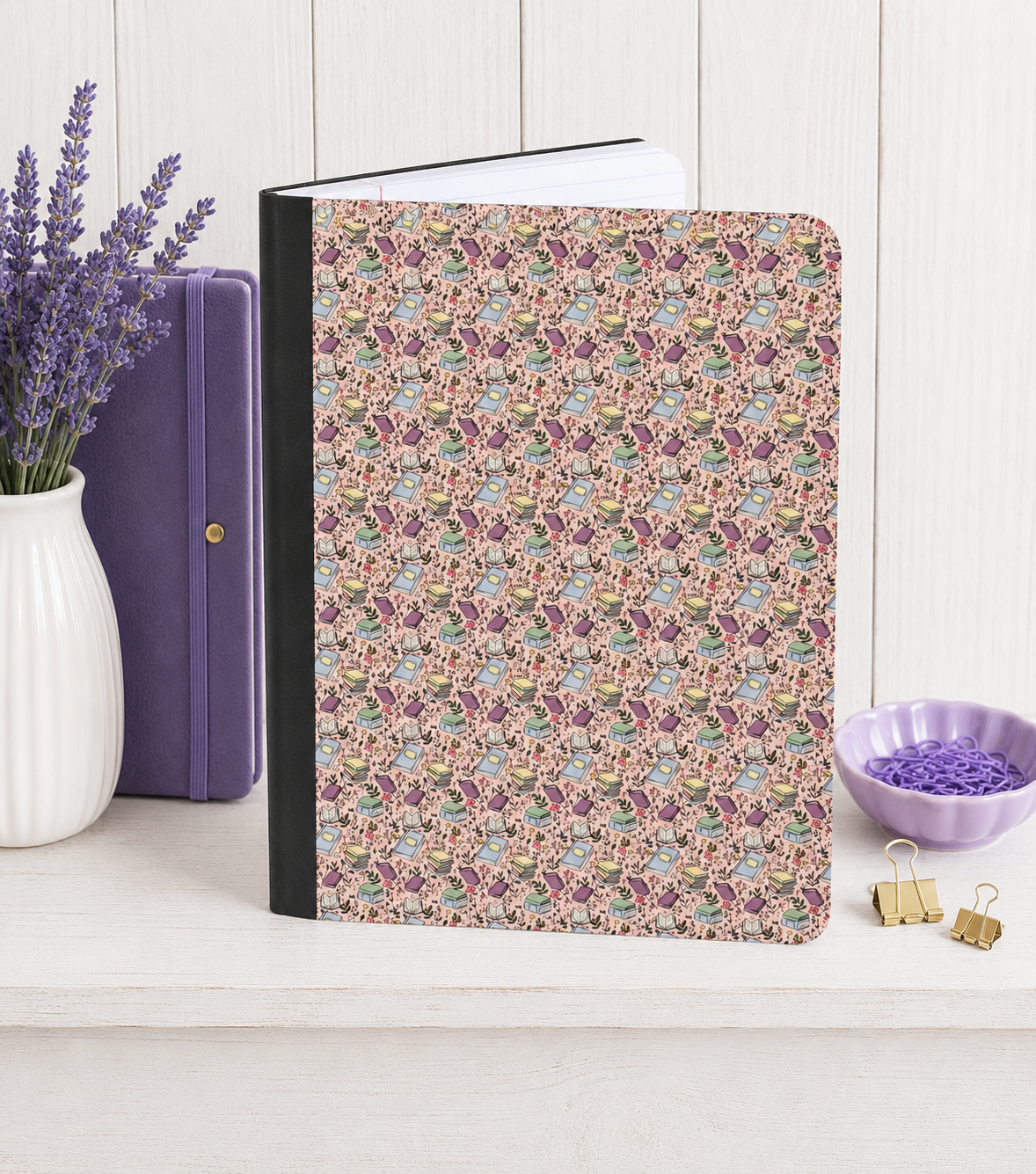Decorative Vinyl Covered Composition Notebook Book Lover