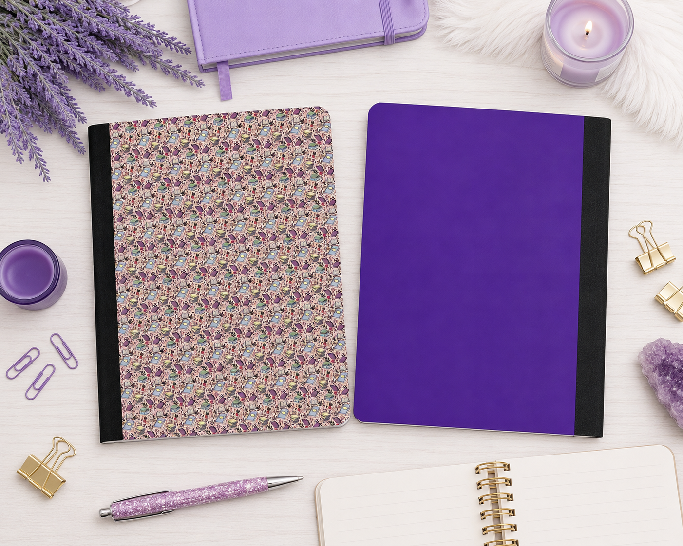 Decorative Vinyl Covered Composition Notebook Book Lover
