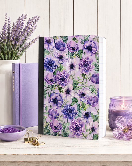 Decorative Vinyl Covered Composition Notebook Purple Flowers 4
