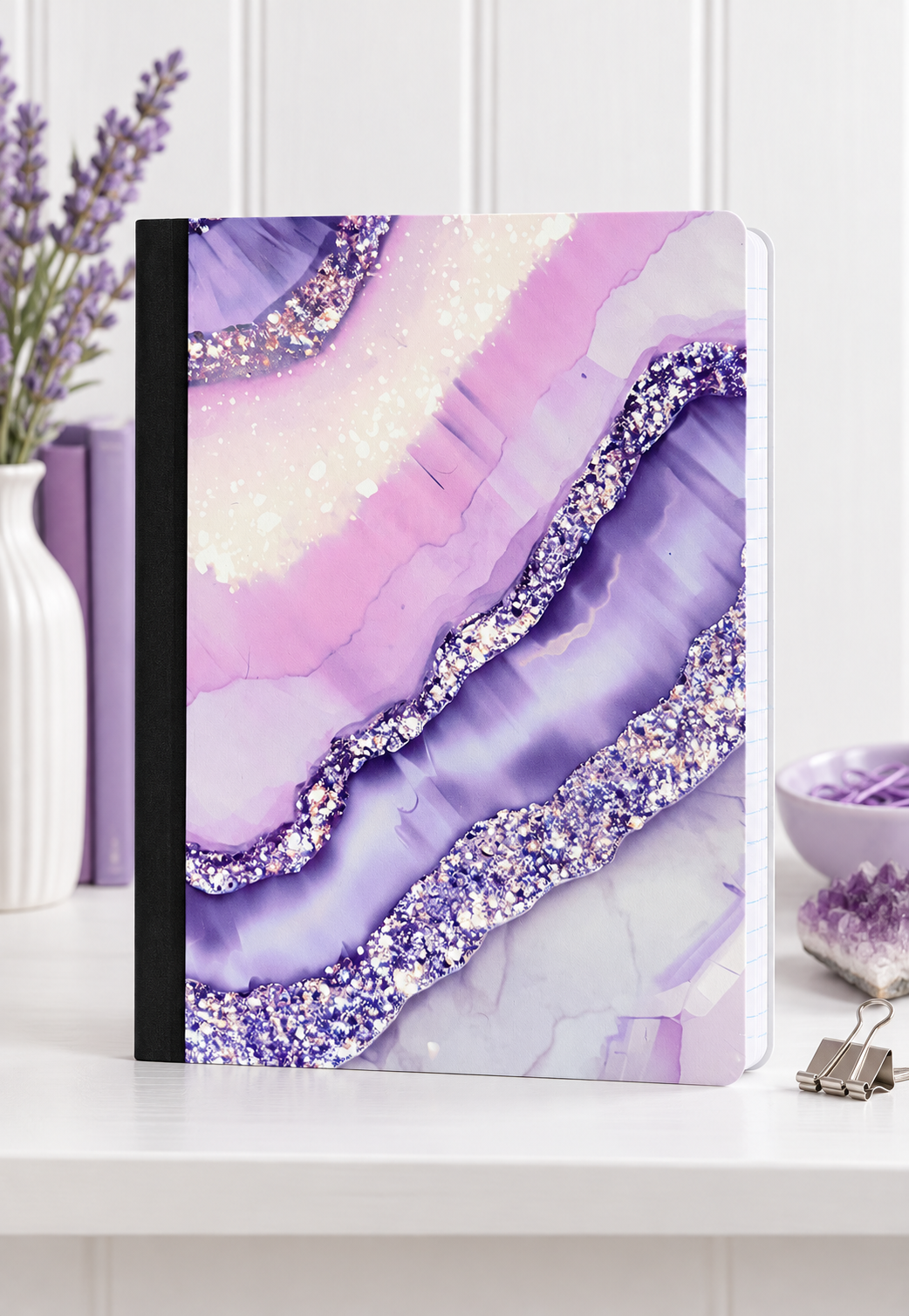 Decorative Vinyl Covered Composition Notebook Purple Geode