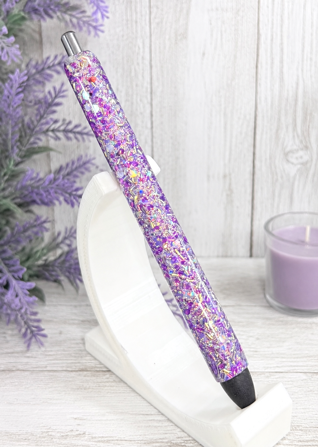 Handmade Gold and Purple Mix chunky glitter pen with free refill