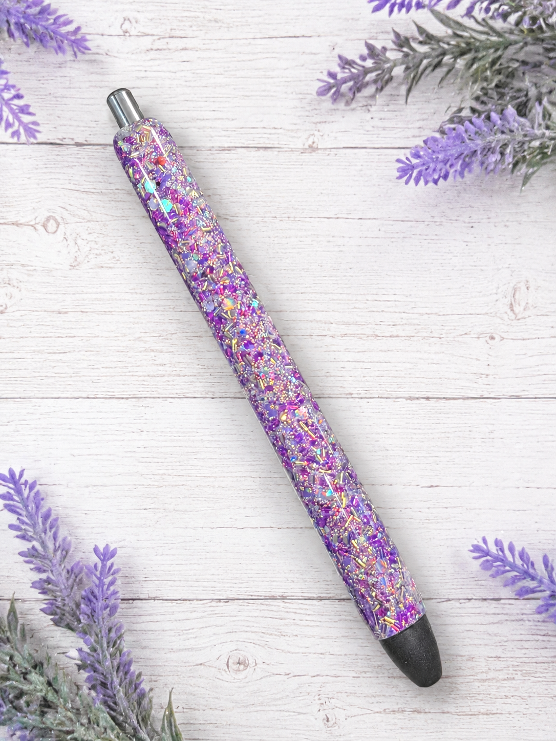 Handmade Gold and Purple Mix chunky glitter pen with free refill