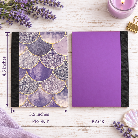 Decorative Vinyl Covered MINIATURE Composition Notebook Purple Mermaid