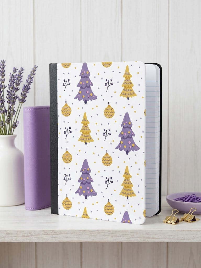 Decorative Vinyl Covered Composition Notebook Purple Winter Trees