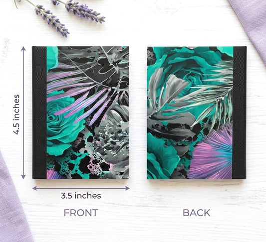 Decorative Vinyl Covered MINIATURE Composition Notebook Abstract Leaves
