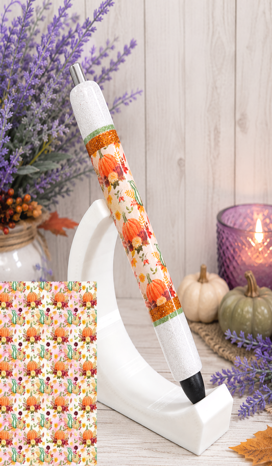 Handmade Autumn Pumpkins and Gourds glitter pen with free refill
