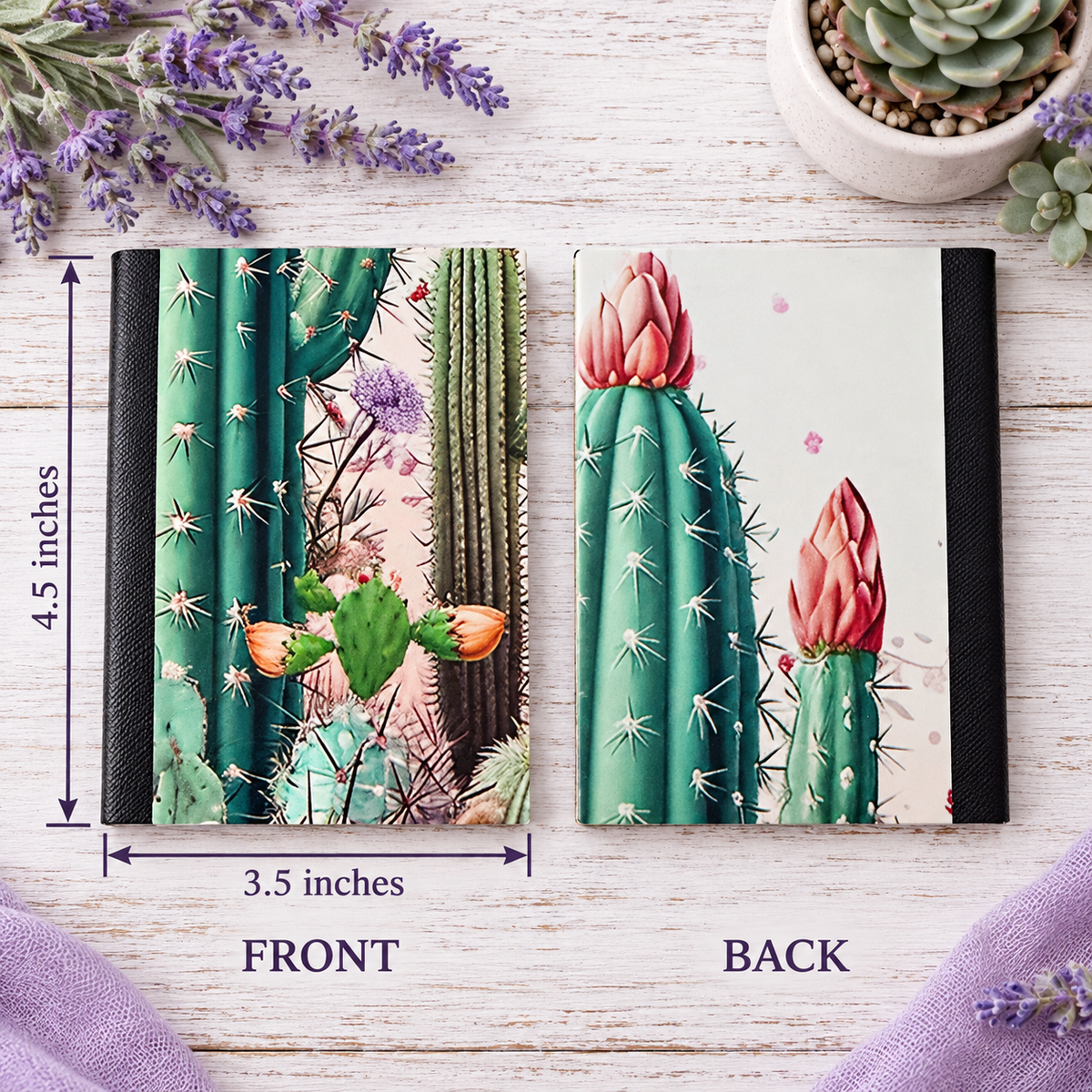 Decorative Vinyl Covered MINIATURE Composition Notebook Blooming Cacti