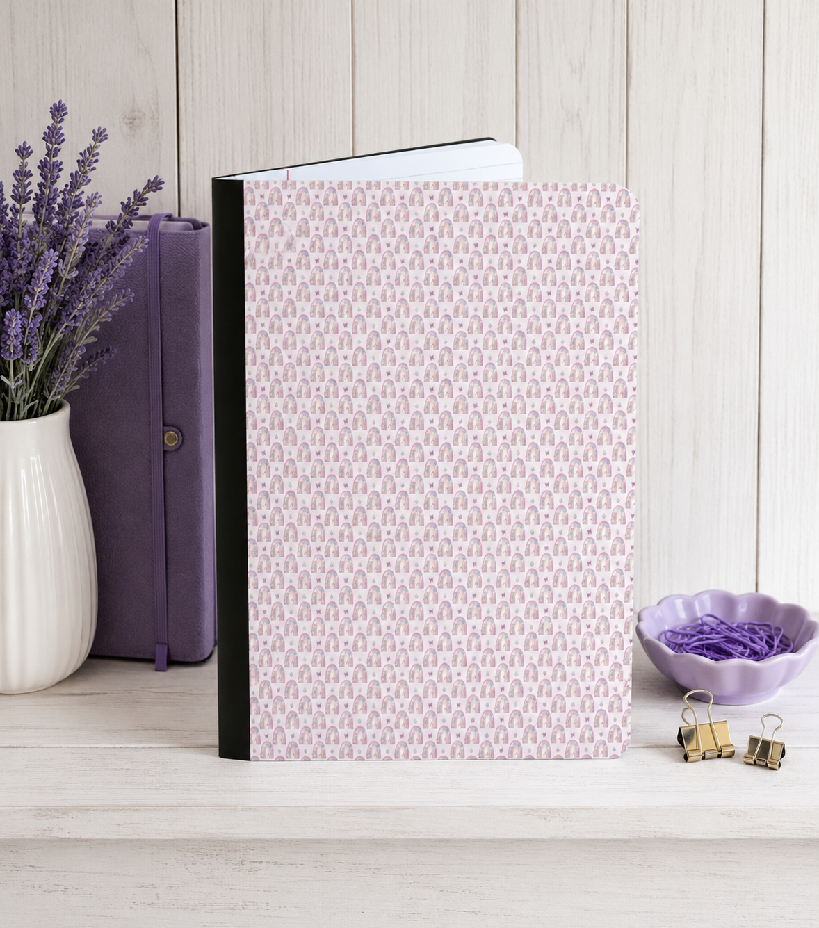Decorative Vinyl Covered Composition Notebook Rainbows