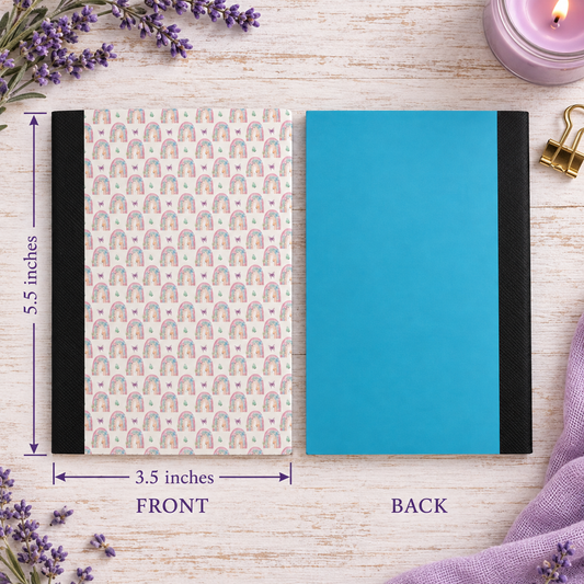 Decorative Vinyl Covered MINIATURE Composition Notebook BoHo Rainbows 2