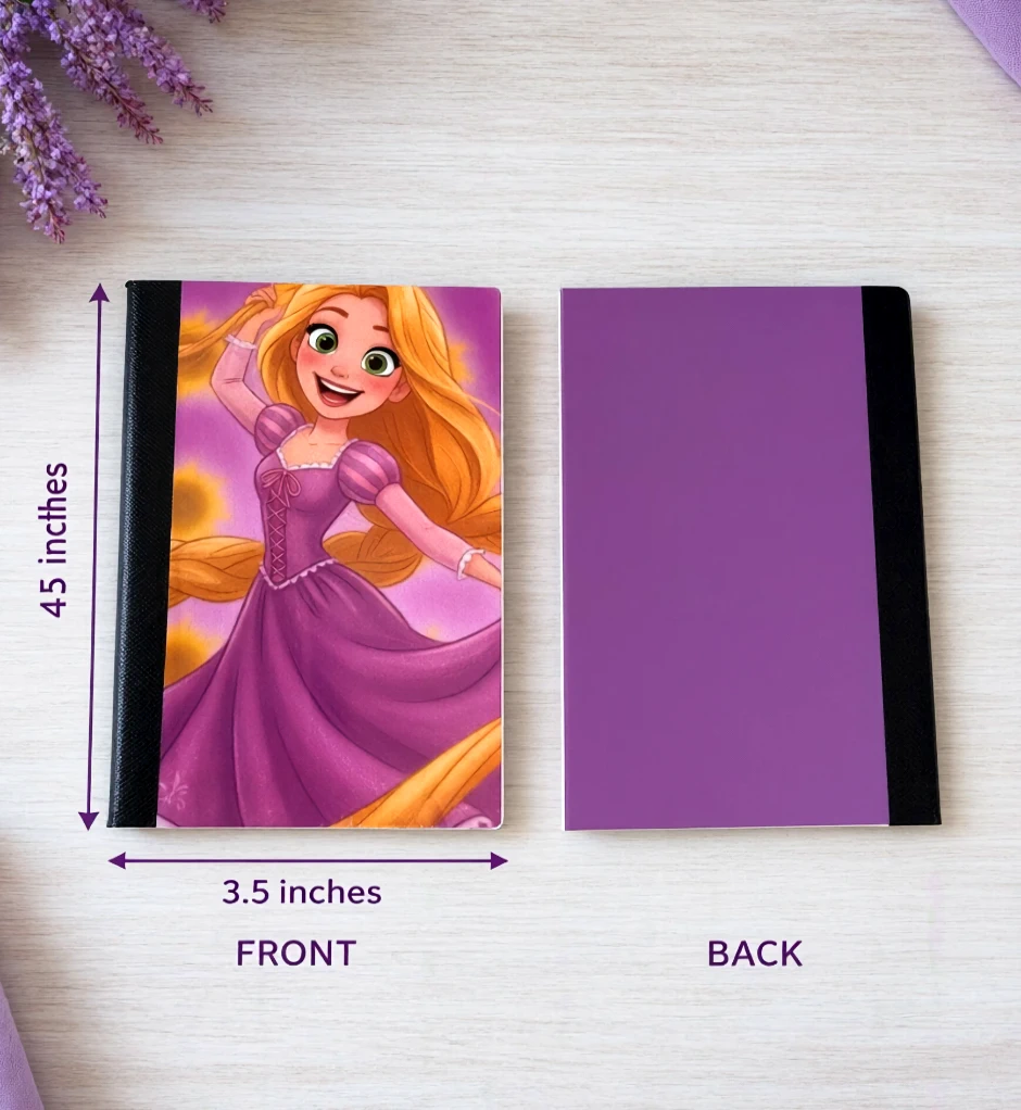 Decorative Vinyl Covered MINIATURE Composition Notebook Princess Metallic Holographic Rapunzel