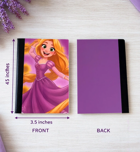 Decorative Vinyl Covered MINIATURE Composition Notebook Princess Metallic Holographic Rapunzel