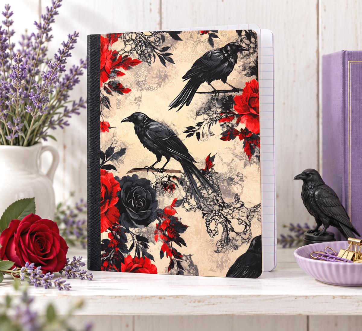 Decorative Vinyl Covered Composition Notebook Ravens