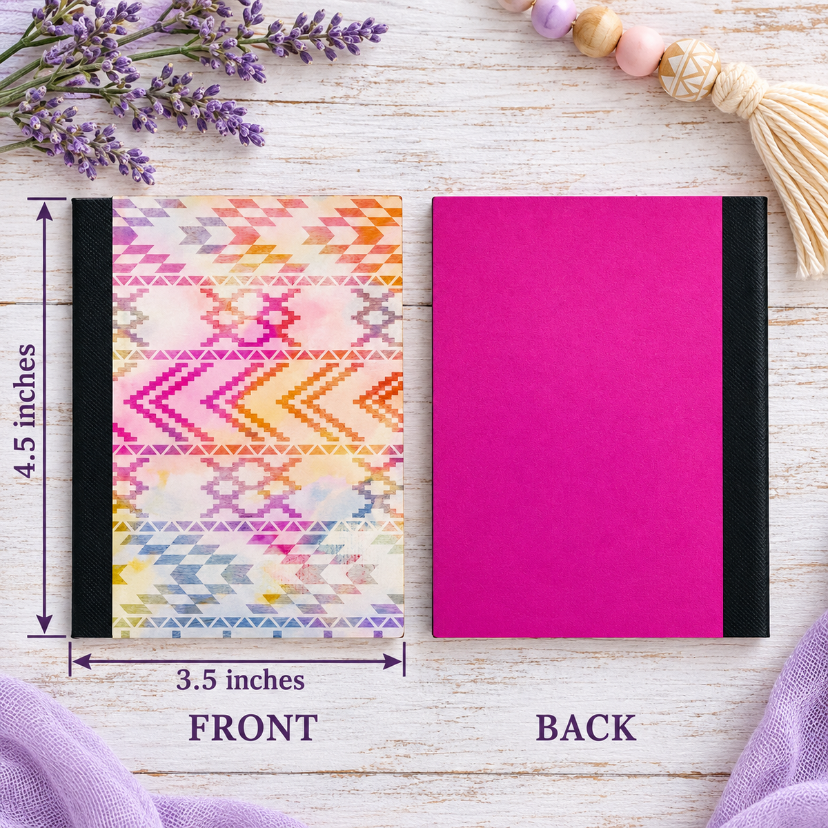 Decorative Vinyl Covered MINIATURE Composition Notebook Bright Aztec
