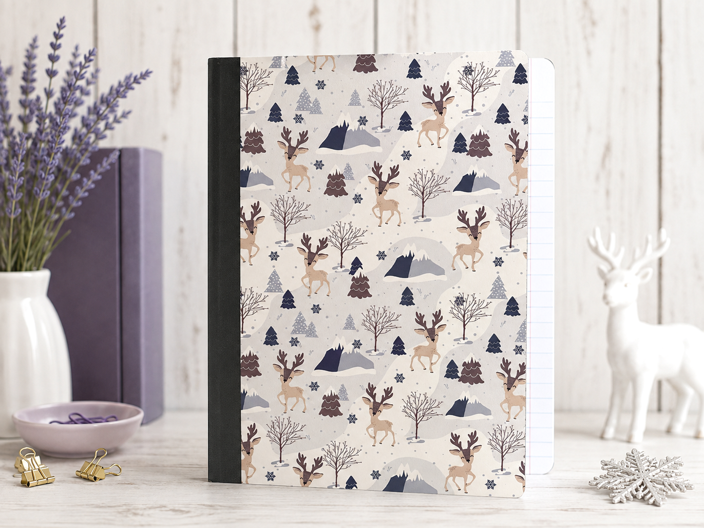 Decorative Vinyl Covered Composition Notebook Reindeer