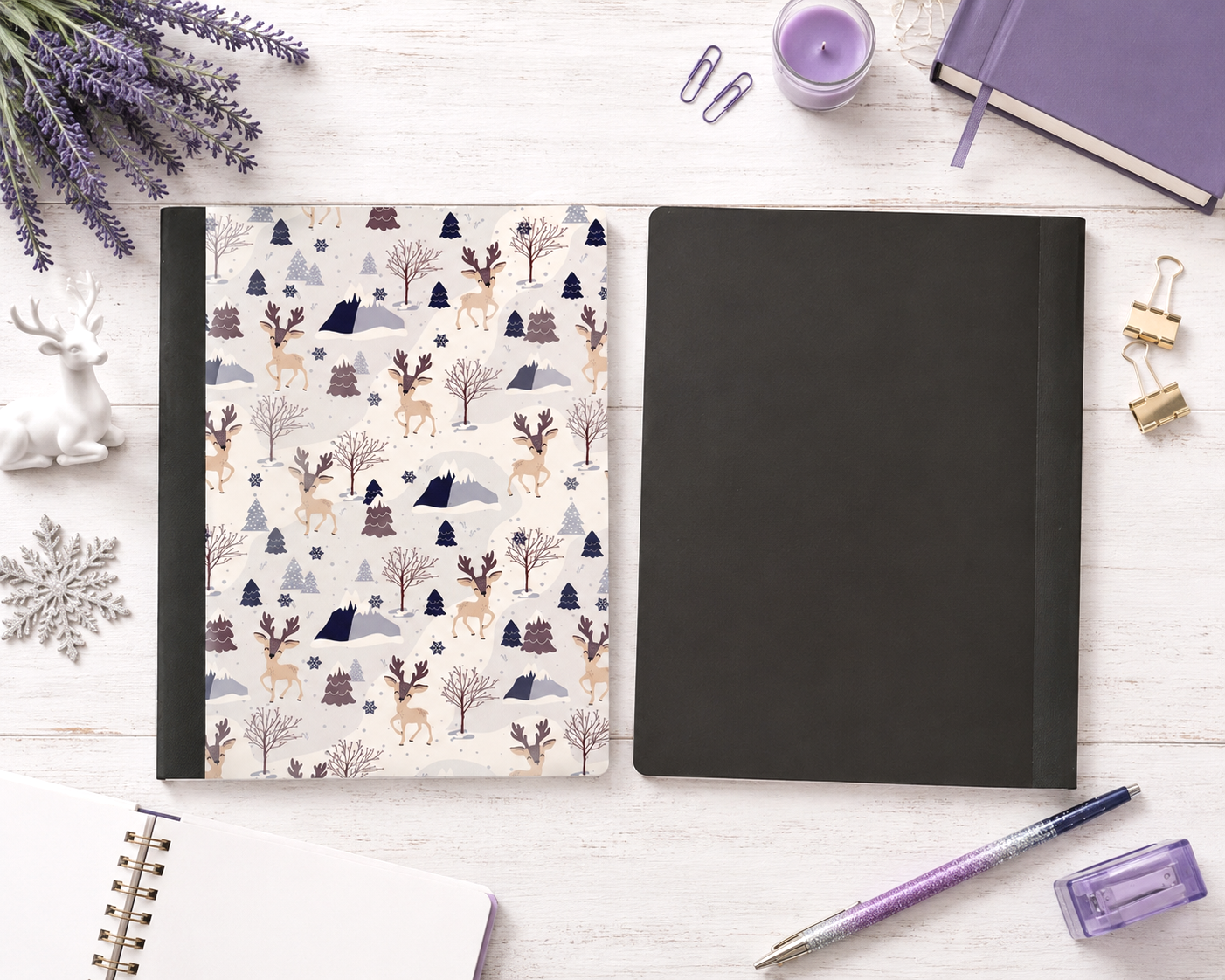 Decorative Vinyl Covered Composition Notebook Reindeer