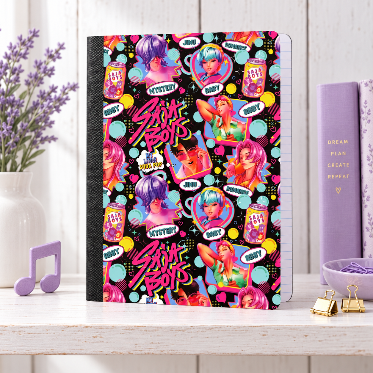 Decorative Vinyl Covered Composition Notebook Saja Boys