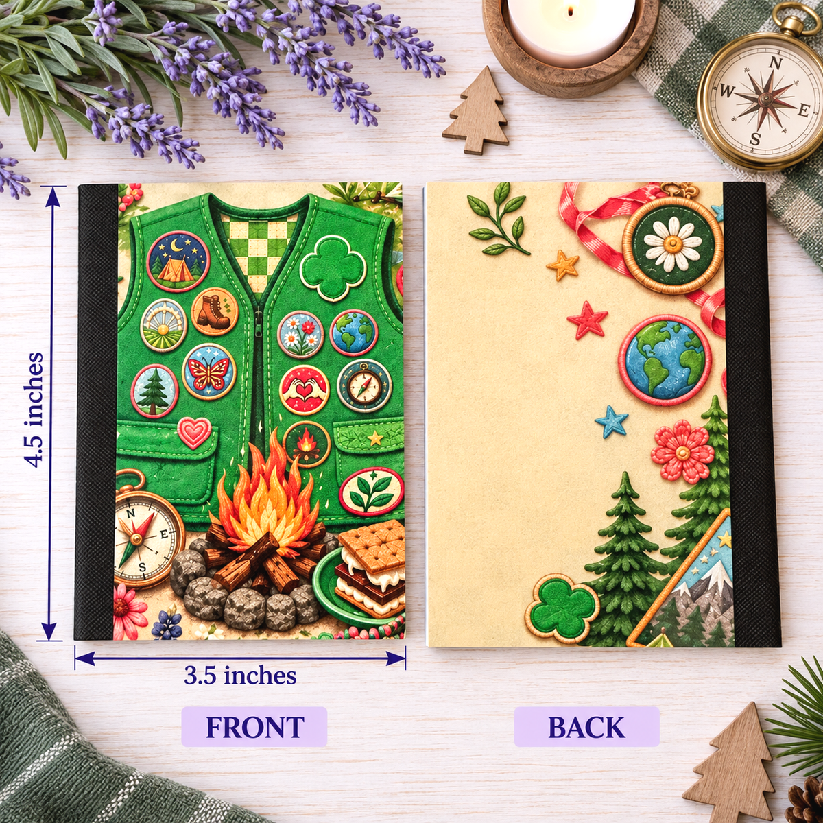 Decorative Vinyl Covered MINIATURE Composition Notebook Girl Scout