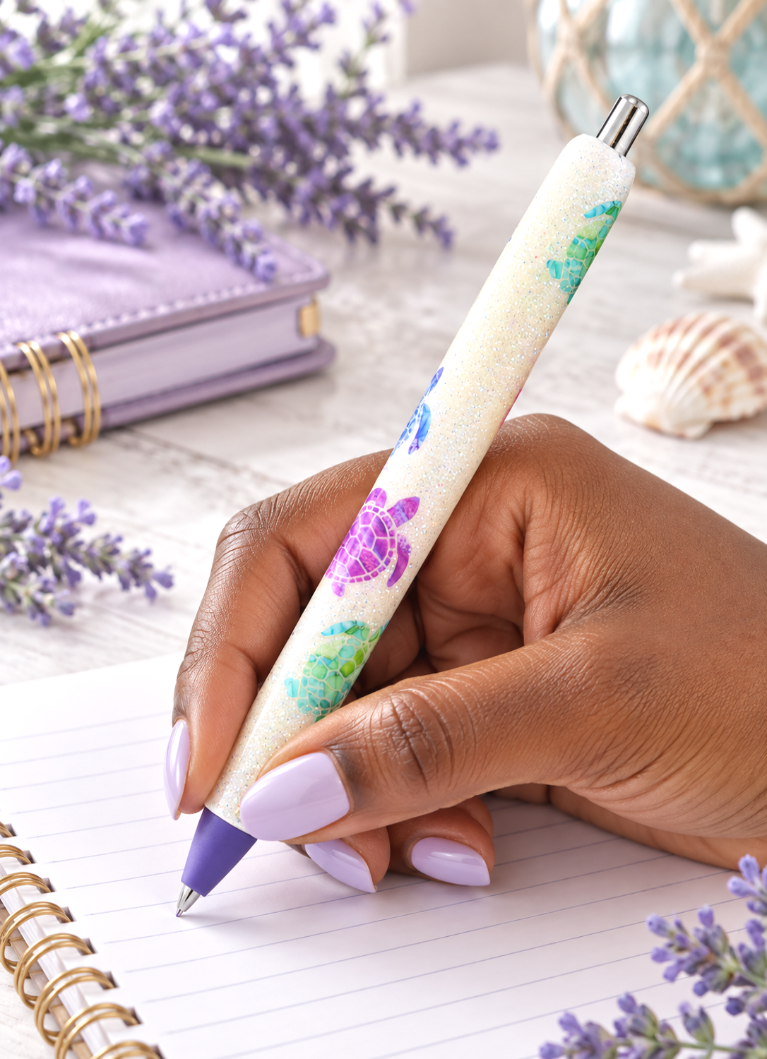 Handmade Sea Turtles glitter pen with free refill